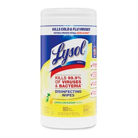 United Stationers Supply Lysol Disinfecting Wipes, Lemon & Lime Blossom, 80 Wipes/Canister, 3 Canisters/Pack 19200-84251